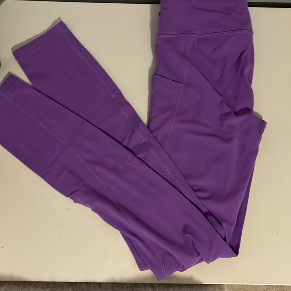 purple athleta workout leggings